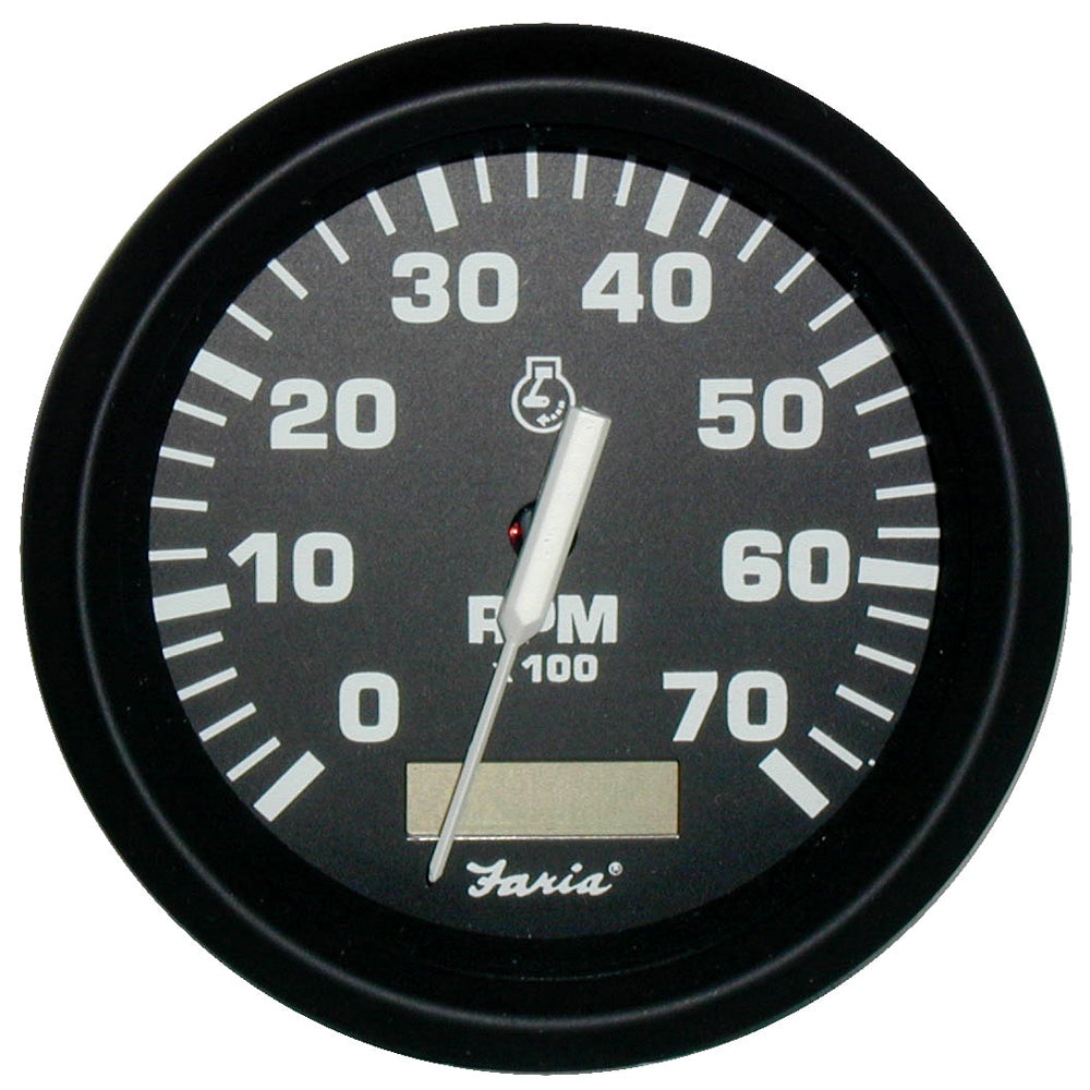 Tri-Water Marine | Faria Euro Black 4" Tachometer w/Hourmeter - 7,000 RPM (Gas - Outboard) [32840]