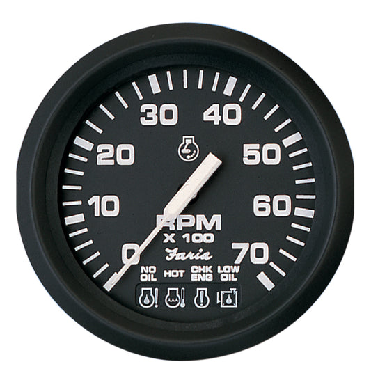 Tri-Water Marine | Faria Euro Black 4" Tachometer w/Systemcheck 7000 RPM (Gas) f/ Johnson / Evinrude Outboard) [32850]