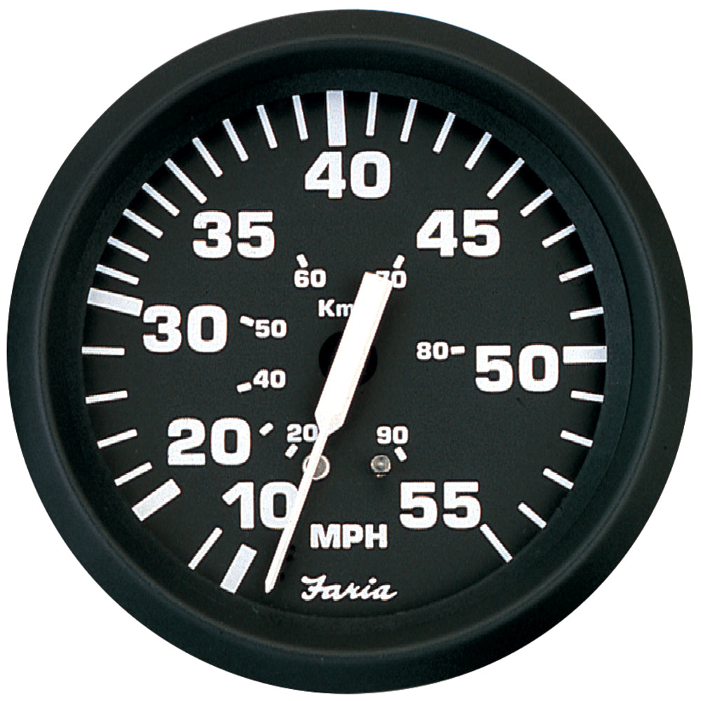 Tri-Water Marine | Faria Euro Black 4" Speedometer - 55MPH (Pitot) [32810]