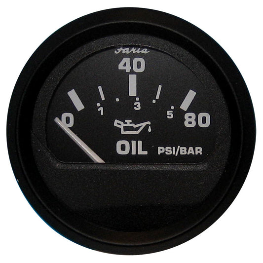 Tri-Water Marine | Faria Euro Black 2" Oil Pressure Gauge (80 PSI) [12803]