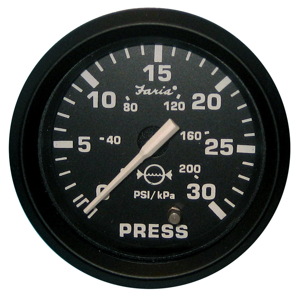 Tri-Water Marine | Faria Euro Black 2" Water Pressure Gauge (30 PSI) [12810]