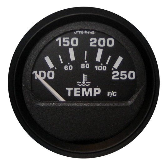 Tri-Water Marine | Faria Euro Black 2" Water Temperature Gauge (100-250 DegreeF) [12812]