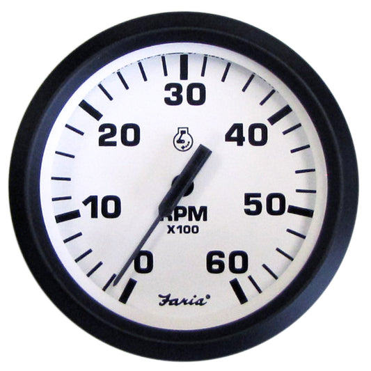 Tri-Water Marine | Faria Euro White 4" Tachometer - 6000 RPM (Gas) (Inboard I/O) [32904]