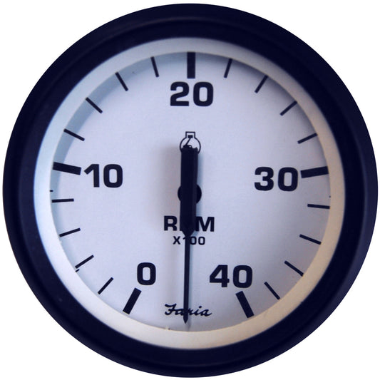 Tri-Water Marine | Faria Euro White 4" Tachometer 4000 RPM (Diesel) (Mechanical Takeoff Var Ratio Alt) [32942]