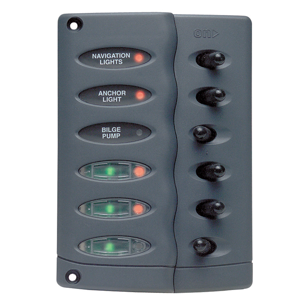 Tri-Water Marine | BEP Contour Switch Panel - Waterproof 6 Way w/PTC Fusing [CSP6-PTC]