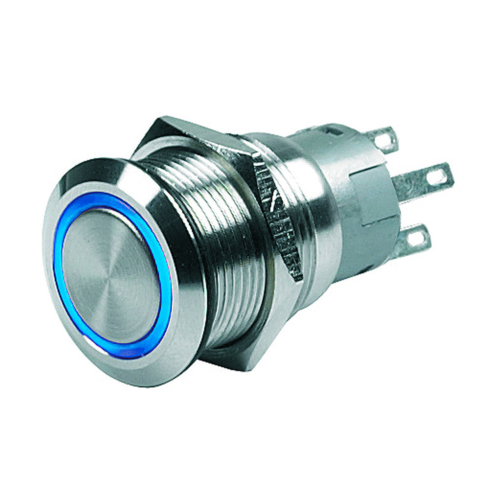 Tri-Water Marine | BEP Push Button Switch - 24V Latching On/Off - Blue LED [80-511-0007-01]