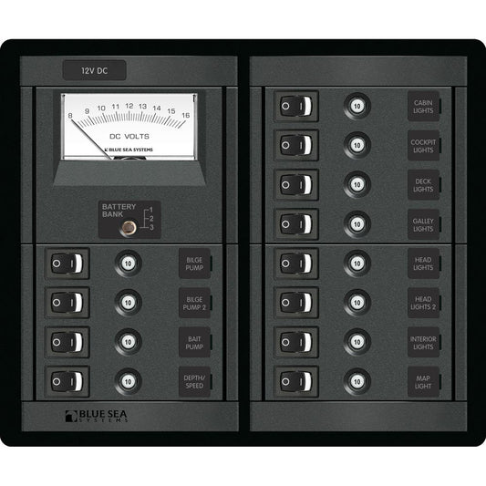 Tri-Water Marine | Blue Sea 1464 12 Position Switch CLB + Meter Square [1464]