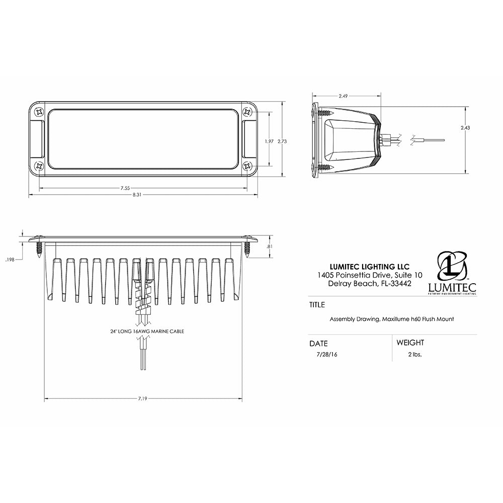 Tri-Water Marine | Lumitec Maxillumeh60 - Flush Mount Flood Light - White Housing - White Dimming [101336]