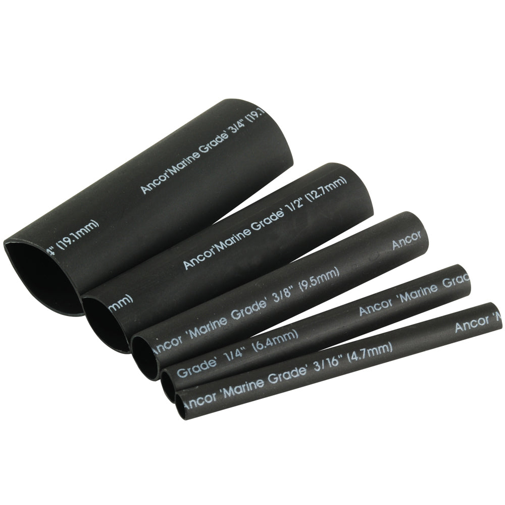 Tri-Water Marine | Ancor Adhesive Lined Heat Shrink Tubing Kit - 8-Pack, 3", 20 to 2/0 AWG, Black [301503]