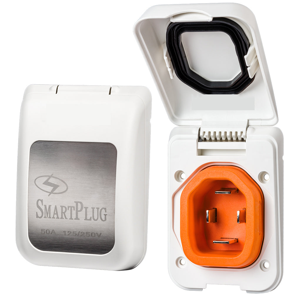 Tri-Water Marine | SmartPlug 50 AMP Male Non-Metallic Inlet Cover - White [BM50PW]