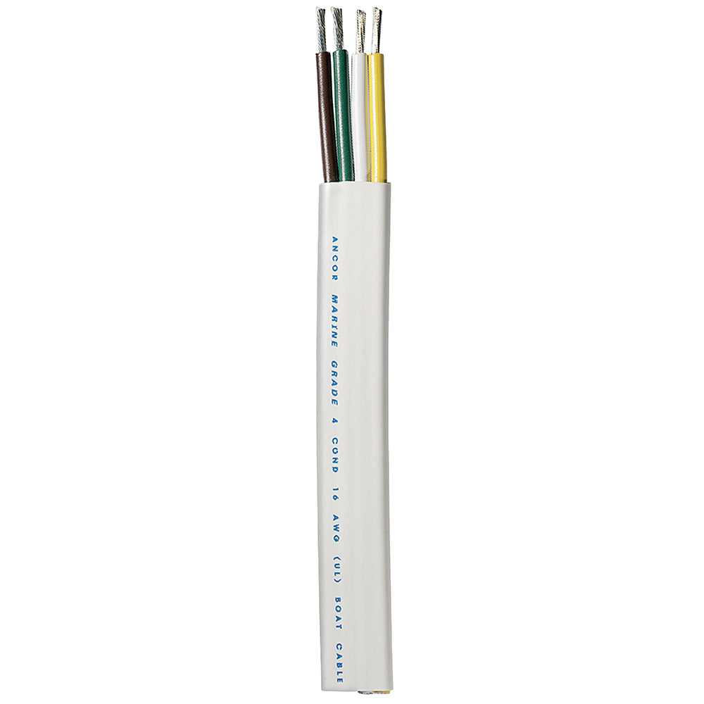 Tri-Water Marine | Ancor Trailer Cable - 16/4 AWG - Yellow/White/Green/Brown - Flat - 100' [154010]