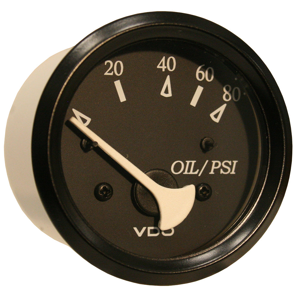 Tri-Water Marine | VDO Cockpit Marine Oil Pressure Gauge - 80 PSI - Black Dial/Bezel [350-11800]