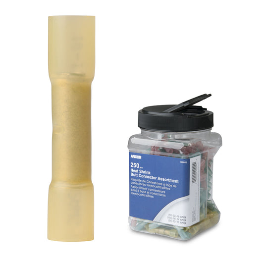 Tri-Water Marine | Ancor 12-10 AWG Heat Shrink Butt Connector - 250-Pieces - Jar [309201]