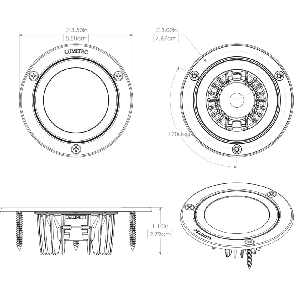 Tri-Water Marine | Lumitec Shadow - Flush Mount Down Light - White Finish - Spectrum RGBW [114127]