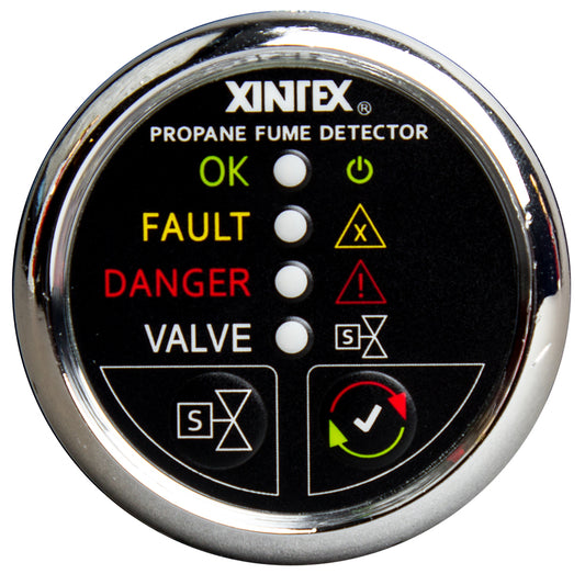 Tri-Water Marine | Fireboy-Xintex Propane Fume Detector w/Plastic Sensor Solenoid Valve - Chrome Bezel Display [P-1CS-R]