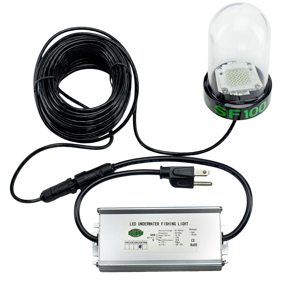 Tri-Water Marine | Hydro Glow SF100G 100W/120VVAC Underwater Dock Light - Green Anchored To Bottom [SF100G]