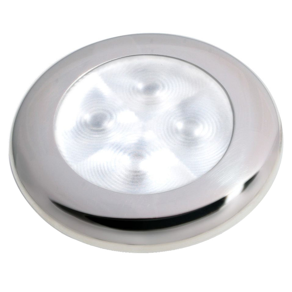 Tri-Water Marine | Hella Marine Slim Line LED 'Enhanced Brightness' Round Courtesy Lamp - White LED - Stainless Steel Bezel - 12V [980500521]