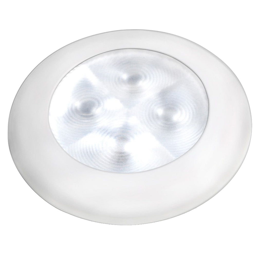 Tri-Water Marine | Hella Marine Slim Line LED 'Enhanced Brightness' Round Courtesy Lamp - White LED - White Plastic Bezel - 12V [980500541]