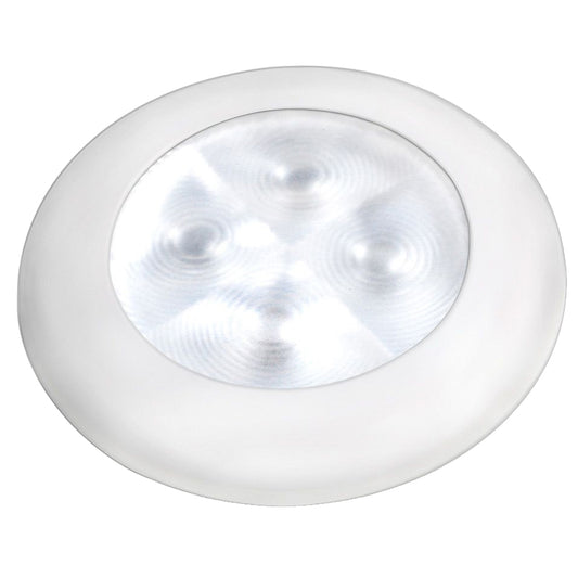 Tri-Water Marine | Hella Marine Slim Line LED 'Enhanced Brightness' Round Courtesy Lamp - White LED - White Plastic Bezel - 12V [980500541]