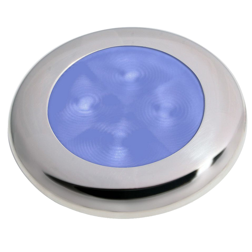 Tri-Water Marine | Hella Marine Slim Line LED 'Enhanced Brightness' Round Courtesy Lamp - Blue LED - Stainless Steel Bezel - 12V [980502221]