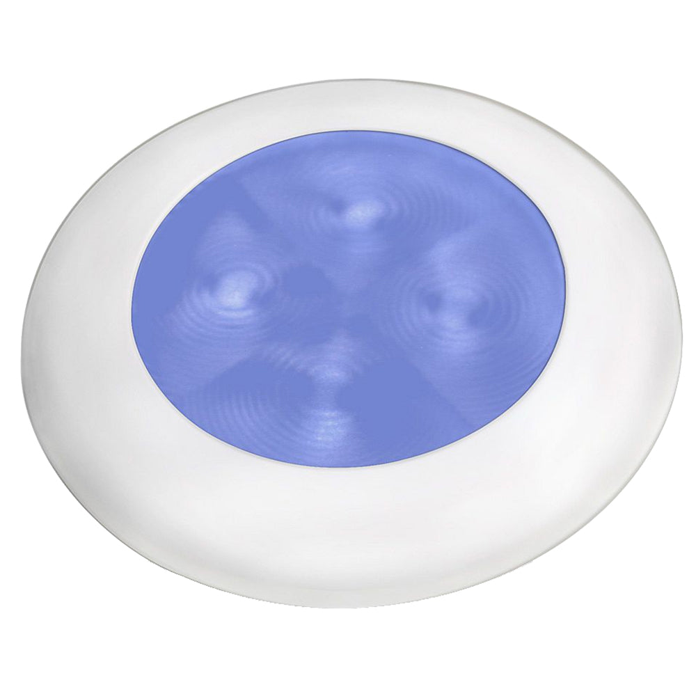 Tri-Water Marine | Hella Marine Slim Line LED 'Enhanced Brightness' Round Courtesy Lamp - Blue LED - White Plastic Bezel - 12V [980502241]