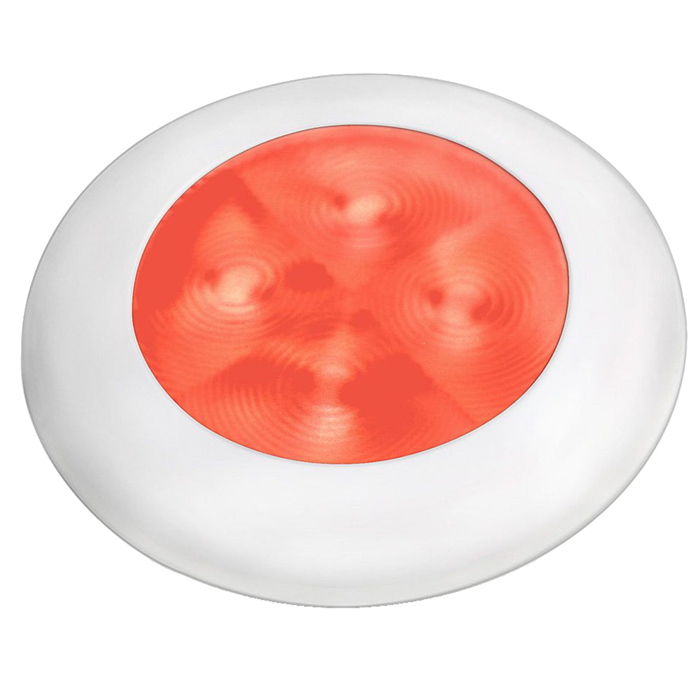 Tri-Water Marine | Hella Marine Slim Line LED 'Enhanced Brightness' Round Courtesy Lamp - Red LED - White Plastic Bezel - 12V [980507241]