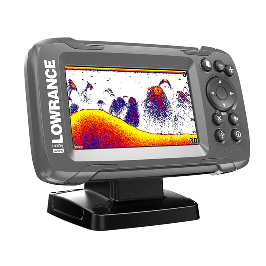 Tri-Water Marine | Lowrance HOOK2-4x 4" GPS Bullet Fishfinder w/Track Plotter Transom Mount Bullet Skimmer Transducer [000-14014-001]