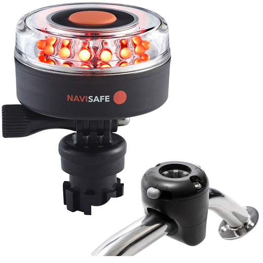 Tri-Water Marine | Navisafe Navilight All RED 360 2NM w/Navimount Base Rail Mount - Black [045KIT]