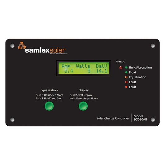 Tri-Water Marine | Samlex Flush Mount Solar Charge Controller w/LCD Display - 30A [SCC-30AB]