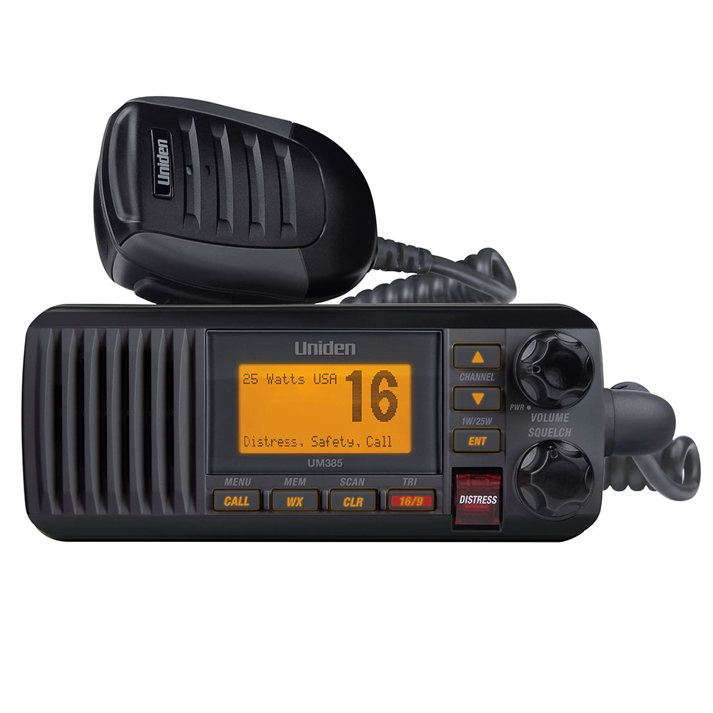 Tri-Water Marine | Uniden UM385 Fixed Mount VHF Radio - Black [UM385BK]