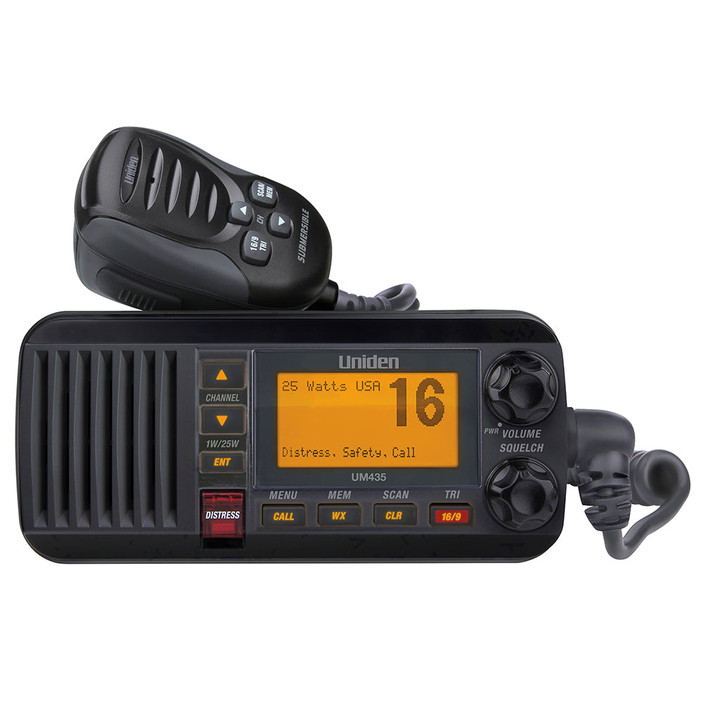 Tri-Water Marine | Uniden UM435 Fixed Mount VHF Radio - Black [UM435BK]