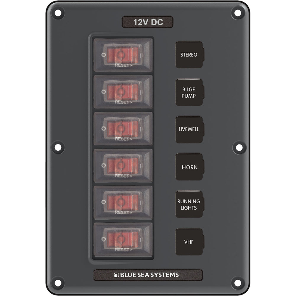 Tri-Water Marine | Blue Sea 4322 Circuit Breaker Switch Panel 6 Position - Gray [4322]