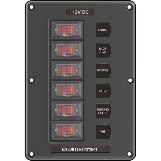 Tri-Water Marine | Blue Sea 4322 Circuit Breaker Switch Panel 6 Position - Gray [4322]