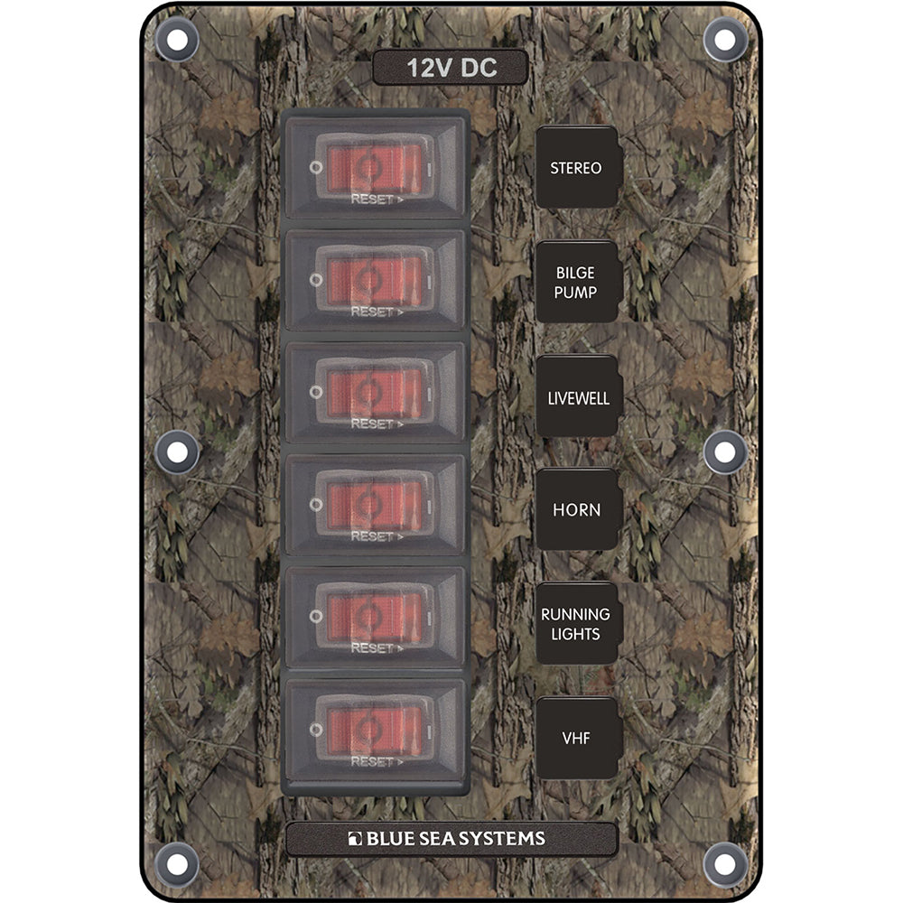 Tri-Water Marine | Blue Sea 4325 Circuit Breaker Switch Panel 6 Position - Camo [4325]