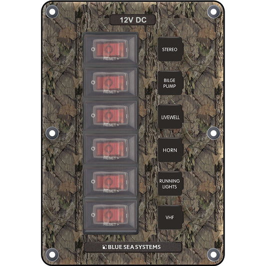 Tri-Water Marine | Blue Sea 4325 Circuit Breaker Switch Panel 6 Position - Camo [4325]