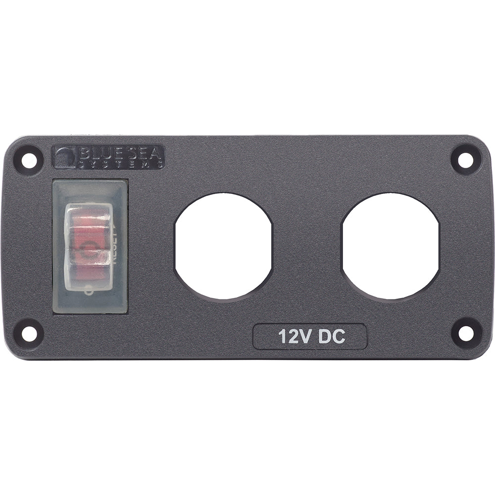 Tri-Water Marine | Blue Sea 4364 Water Resistant USB Accessory Panel - 15A Circuit Breaker, 2x Blank Apertures [4364]