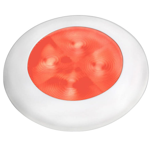 Tri-Water Marine | Hella Marine Red LED Round Courtesy Lamp - White Bezel - 24V [980508241]