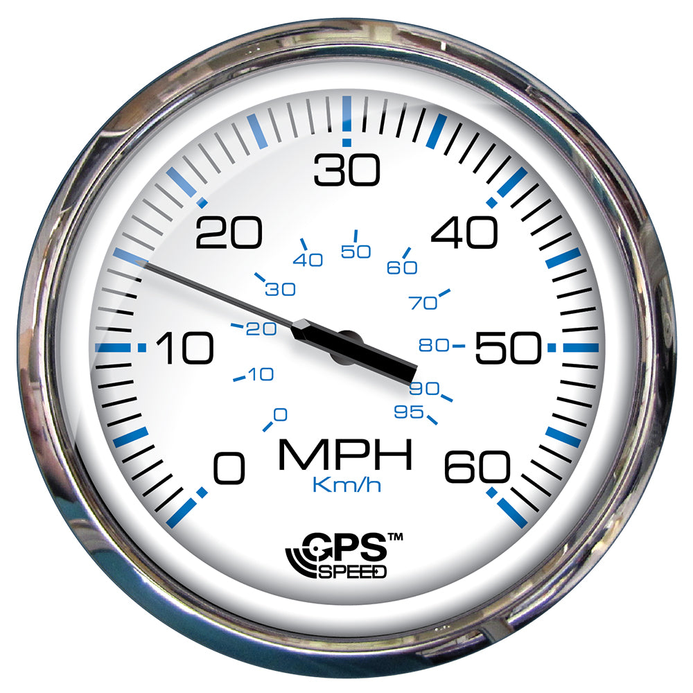 Tri-Water Marine | Faria Chesapeake White SS 5" Speedometer - 60 MPH (GPS)(Studded) [33861]