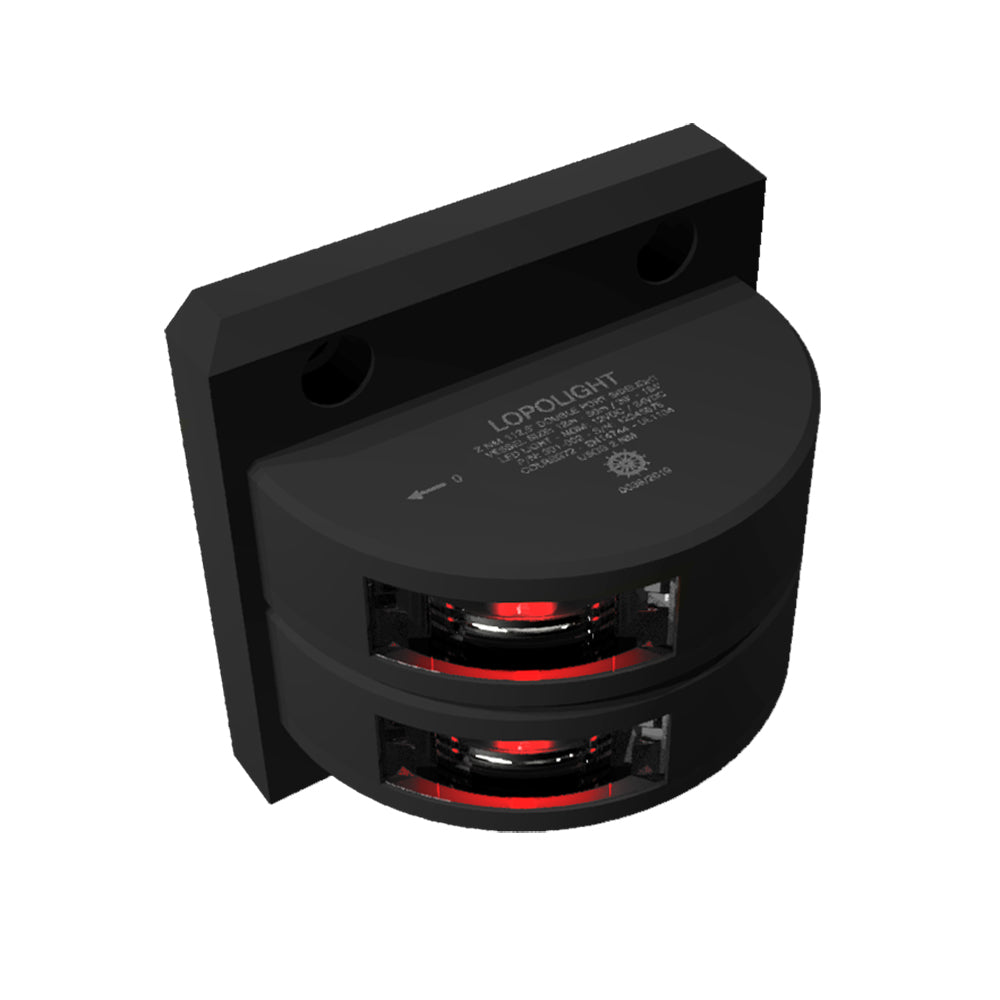 Tri-Water Marine | Lopolight Series 301-002 - Double Stacked Port Sidelight - 2NM - Vertical Mount - Red - Black Housing [301-002ST-B]