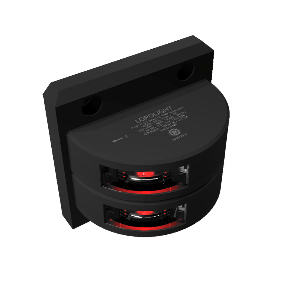 Tri-Water Marine | Lopolight Series 301-102 - Double Stacked Port Sidelight - 3NM - Vertical Mount - Red - Black Housing [301-102ST-B]