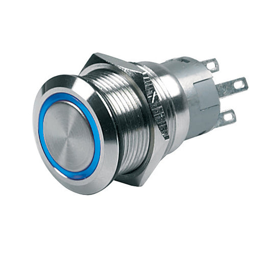 Tri-Water Marine | BEP Push-Button Switch 12V Momentary On/Off - Blue LED [80-511-0004-00]