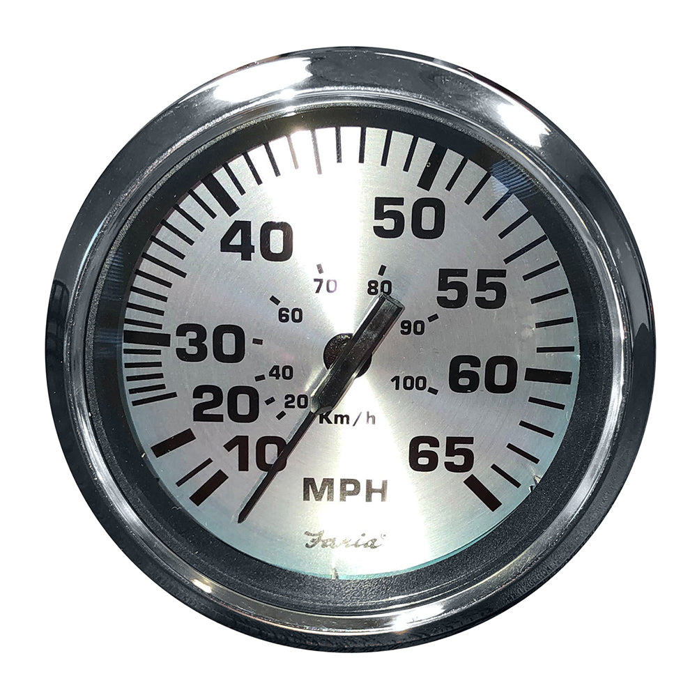 Tri-Water Marine | Faria Spun Silver 4" Speedometer - 65 MPH (Pitot) [36010]