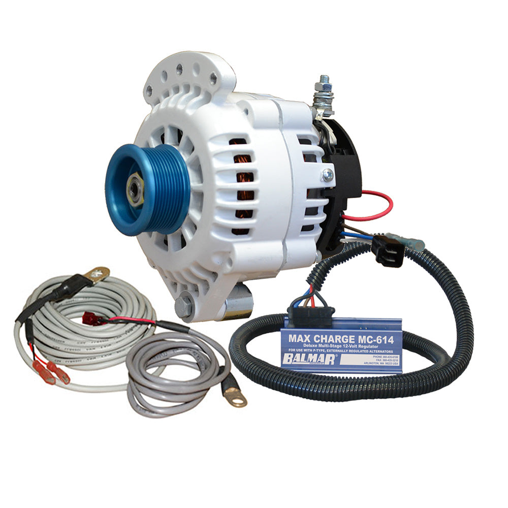 Tri-Water Marine | Balmar Alternator 120 AMP Kit 12V 1-2" Single Foot Spindle Mount J10 Pulley Regulator Temp Sensor [621-VUP-MC-120-J10]