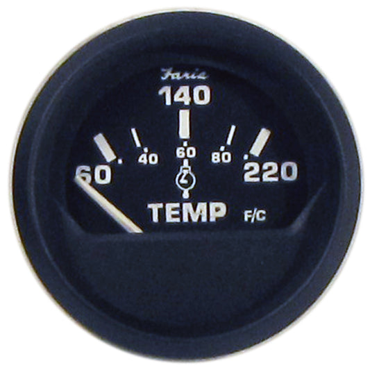 Tri-Water Marine | Faria Euro Black 2" Cylinder Head Temperature Gauge (60 to 220 F) with Sender [12819]