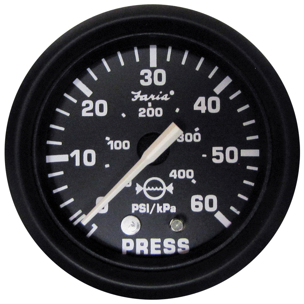 Tri-Water Marine | Faria Euro Black 2" Water Pressure Gauge (60 PSI) [12875]