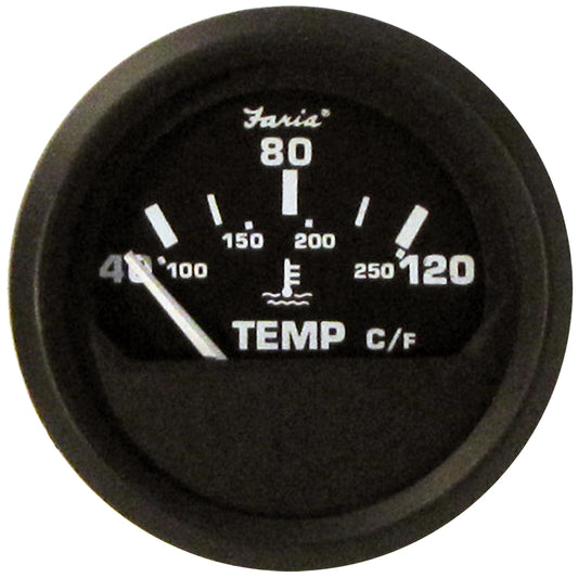 Tri-Water Marine | Faria Euro Black 2" Water Temperature Gauge - Metric (40 to 120 C) [12814]