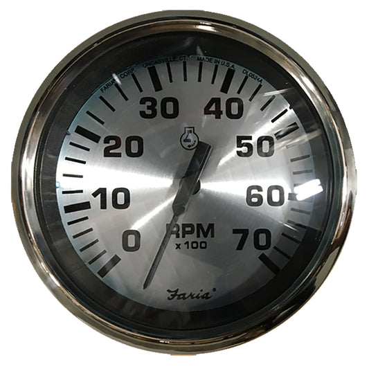 Tri-Water Marine | Faria Spun Silver 4" Tachometer (7000 RPM) (Outboard) [36005]