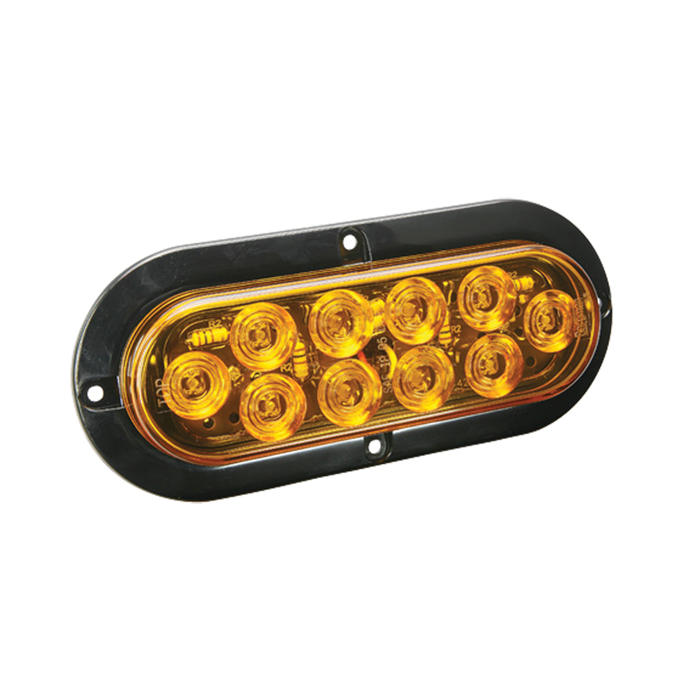 Tri-Water Marine | Wesbar LED Waterproof 6" Oval Surface Flange Mount Tail Light - Amber w/Black Flange Base [40-767758]