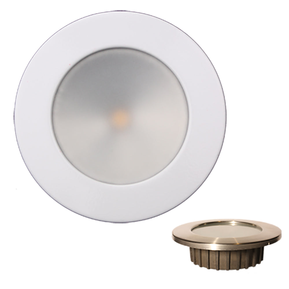 Tri-Water Marine | Lunasea ZERO EMI Recessed 3.5 LED Light - Warm White w/White Stainless Steel Bezel - 12VDC [LLB-46WW-0A-WH]