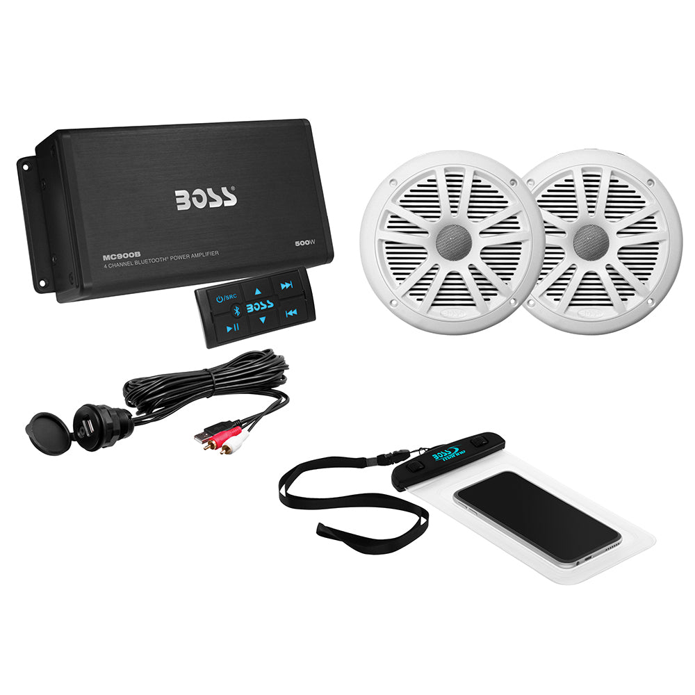 Tri-Water Marine | Boss Audio ASK902B.6 4 Channel Amplifier 6.5" Speaker Kit - White [ASK902B.6]